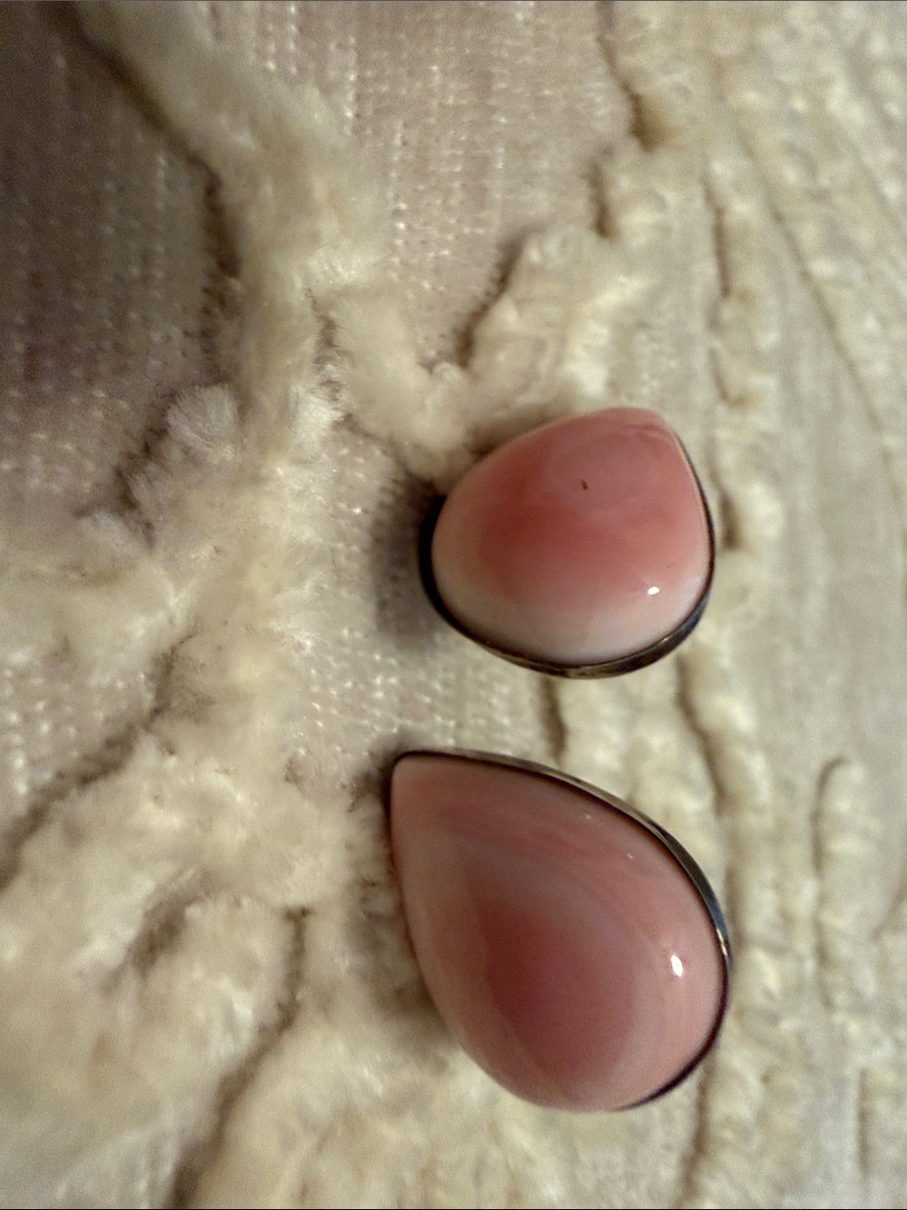Pink Conch and Sterling Teardrop Stud Earrings